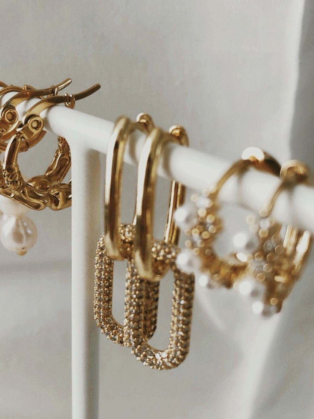 Gold Pave Link Drop Earrings - Women's Jewelry